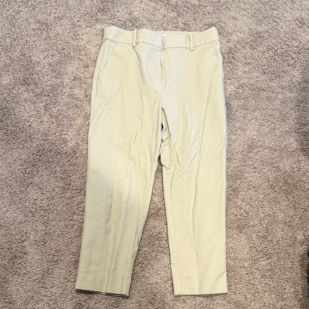 LOFT Women's Light Cream Straight Crop Trousers
